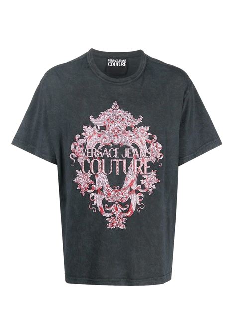 T-shirt con stampa barocca in cristalli a contrasto VERSACE JEANS COUTURE | T-shirt | 73GAHP01 CJW0P805